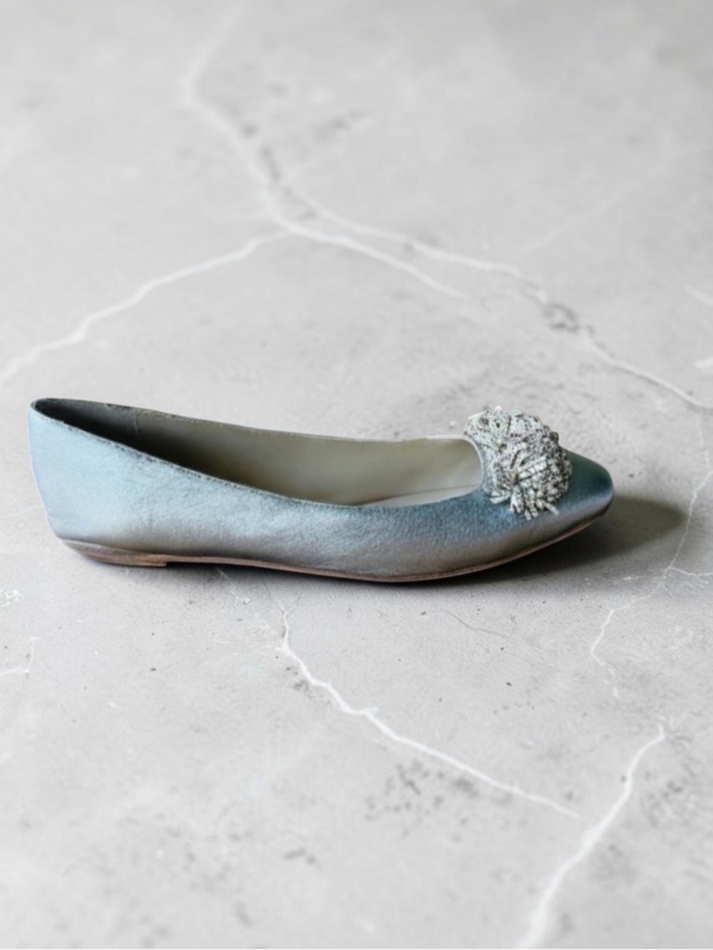DELMAN FRILL FRINGE SIVER BALLET FLATS SIZE 6.5